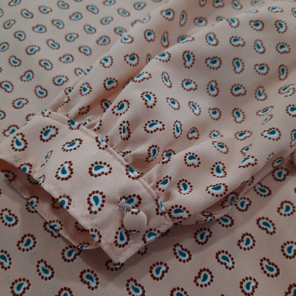 Vtg 70s mini paisley button down - Peach - Picture 7 of 10